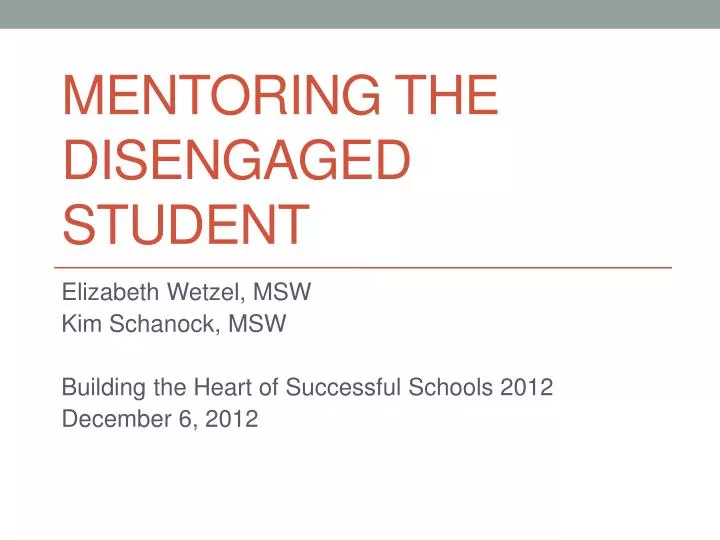 mentoring the disengaged student