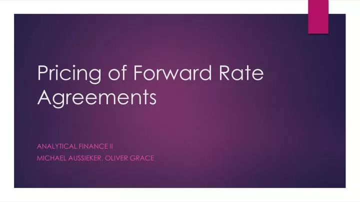 pricing of forward rate agreements