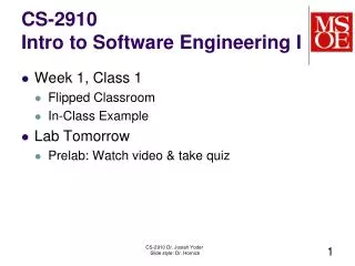 CS-2910 Intro to Software Engineering I