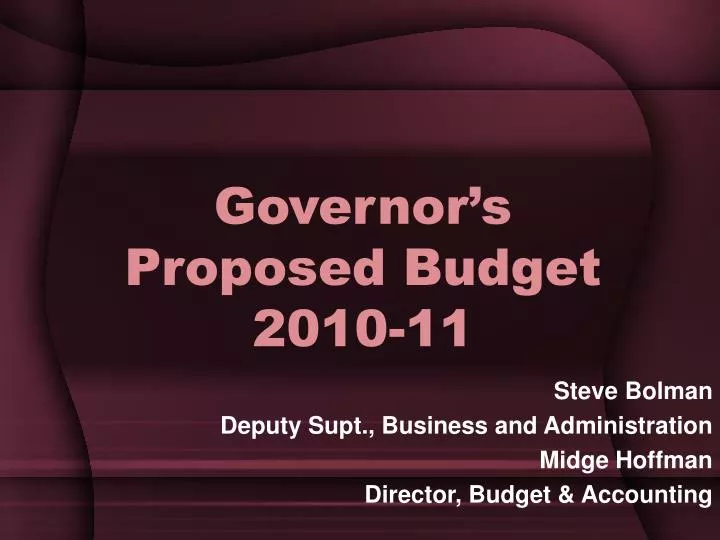 governor s proposed budget 2010 11