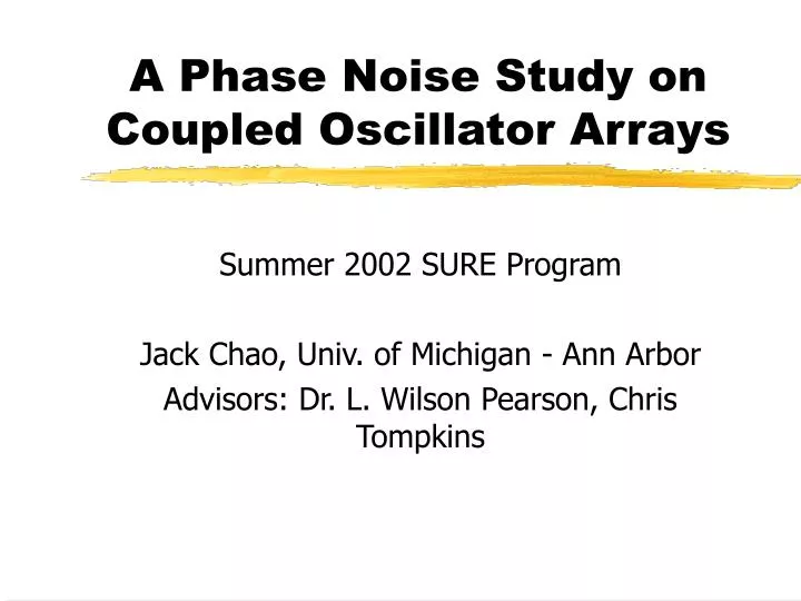 a phase noise study on coupled oscillator arrays