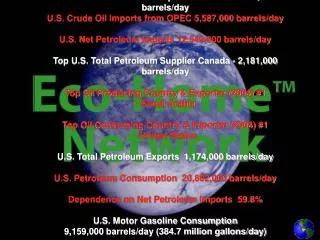 Gallons of Oil per Barrel 42 U.S. Crude Oil Production 5,178,000 barrels/day