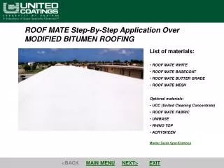 ROOF MATE Step-By-Step Application Over MODIFIED BITUMEN ROOFING