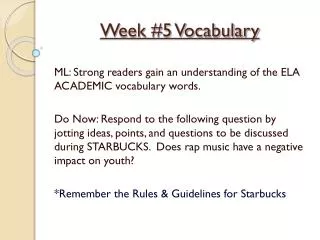 Week #5 Vocabulary
