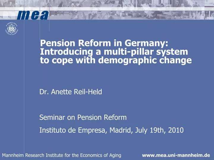pension reform in germany introducing a multi pillar system to cope with demographic change
