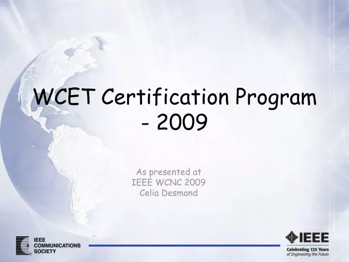 wcet certification program 2009