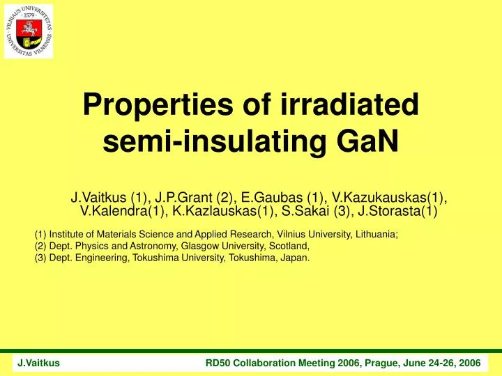 properties of irradiated semi insulating gan
