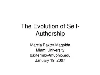The Evolution of Self-Authorship