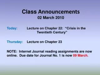 Class Announcements 02 March 2010