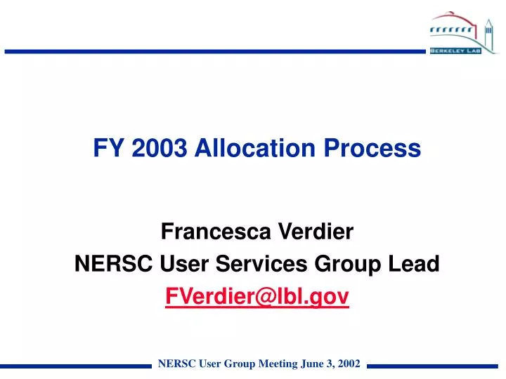 fy 2003 allocation process