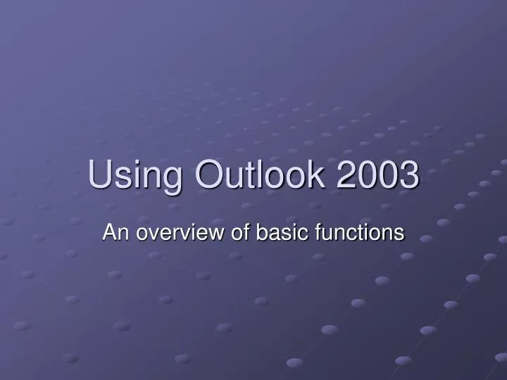 using outlook 2003