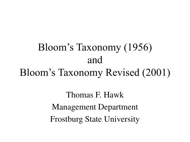 bloom s taxonomy 1956 and bloom s taxonomy revised 2001
