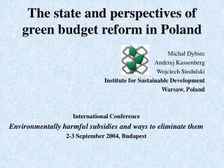 The state and perspectives of green budget reform in Poland