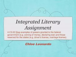 Integrated Literary Assignment