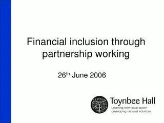 Financial inclusion through partnership working
