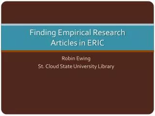 Finding Empirical Research Articles in ERIC