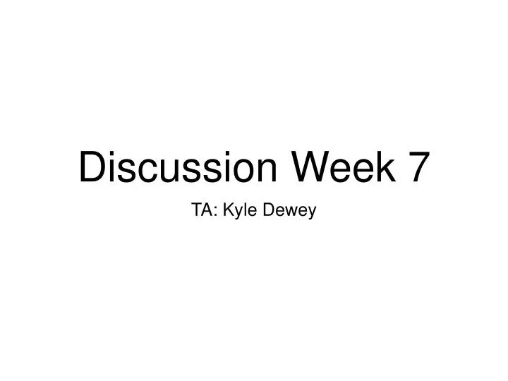 discussion week 7