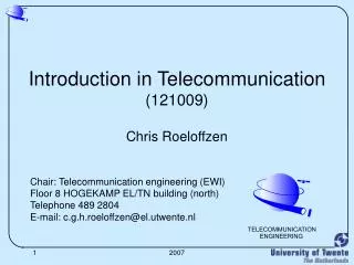 Introduction in Telecommunication (121009) Chris Roeloffzen