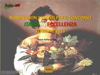 NOMINATION 150 OSTI PER IL CONCORSO ITALIA IN ECCELLENZA EDIZIONE 2013