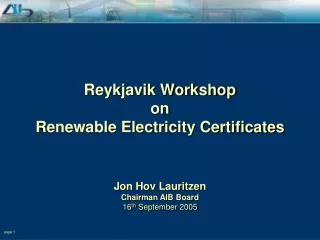 Reykjavik Workshop on Renewable Electricity Certificates