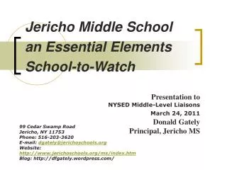 Jericho Middle School an Essential Elements School-to-Watch