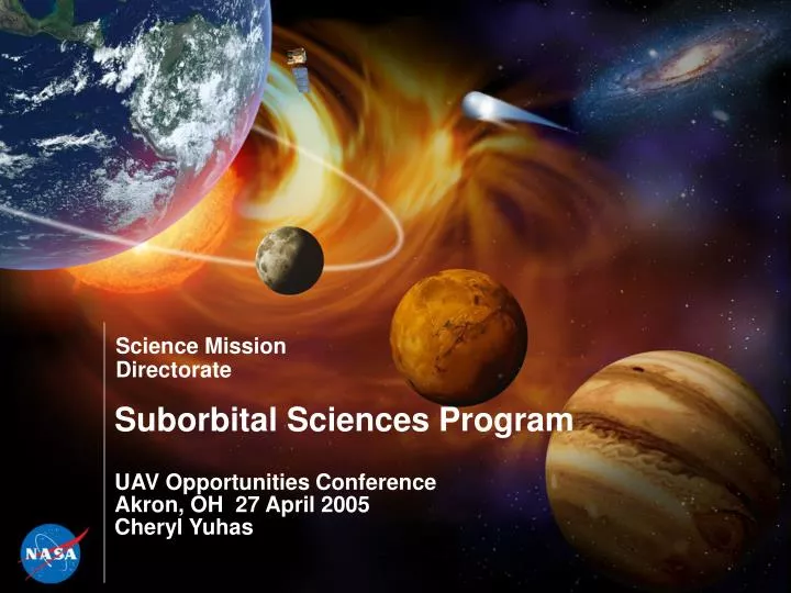suborbital sciences program uav opportunities conference akron oh 27 april 2005 cheryl yuhas