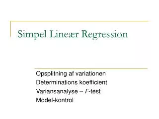 Simpel Lineær Regression
