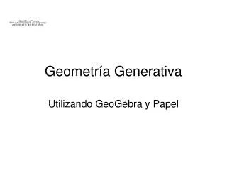 Geometr ía Generativa