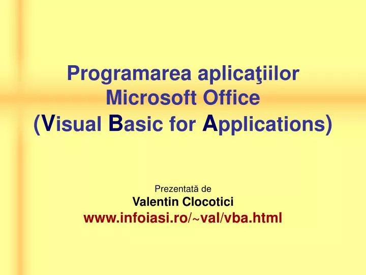 programarea aplica iilor microsoft office v isual b asic for a pplications
