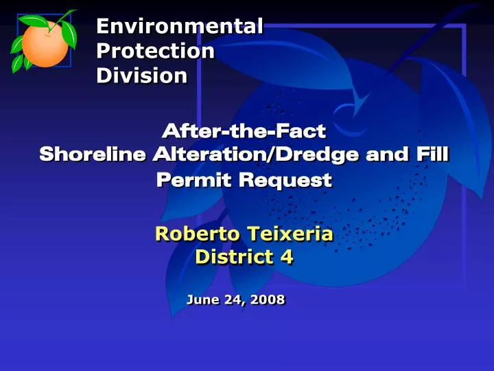 after the fact shoreline alteration dredge and fill permit request roberto teixeria district 4