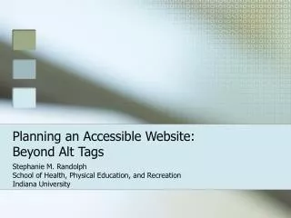 Planning an Accessible Website: Beyond Alt Tags