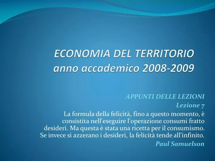 economia del territorio anno accademico 2008 2009