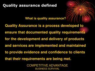 Quality assurance defined