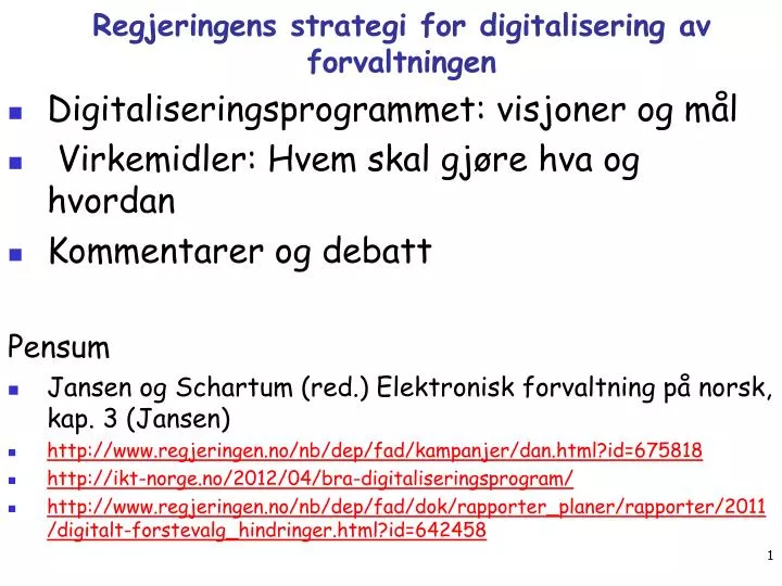 regjeringens strategi for digitalisering av forvaltningen