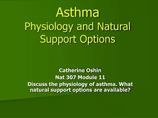 Asthma Physiology and Natural Support Options