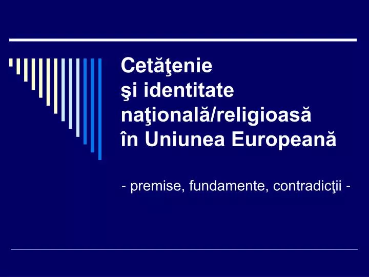 cet enie i identitate na ional religioas n uniunea european