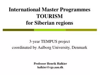 International Master Programmes TOURISM for Siberian regions