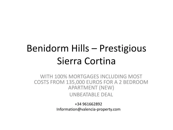 benidorm hills prestigious sierra cortina