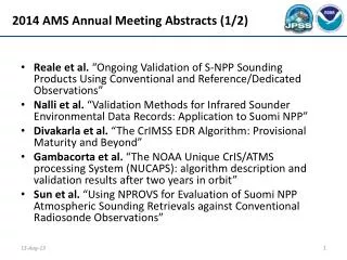 2014 AMS Annual Meeting Abstracts (1/2)