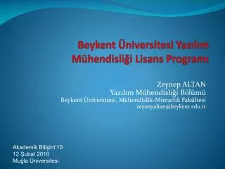 Beykent Üniversitesi Yazılım Mühendisliği Lisans Programı