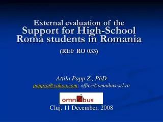 External evaluation of the Support for High-School Roma students in Romania (REF RO 033)