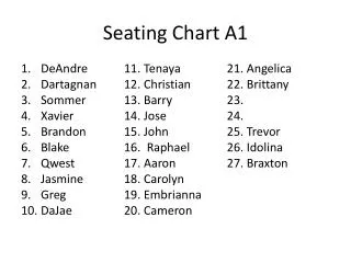Seating Chart A1