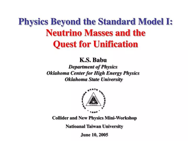 physics beyond the standard model i neutrino masses and the quest for unification