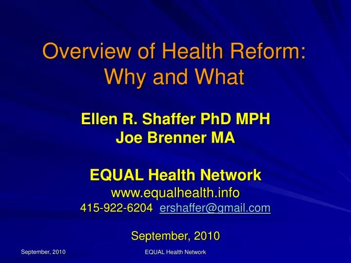 overview of health reform why and what