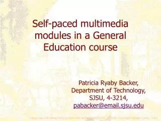 Self-paced multimedia modules in a General Education course