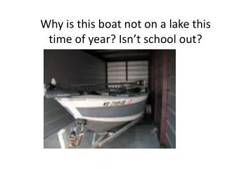 Why is this boat not on a lake this time of year? Isn’t school out?