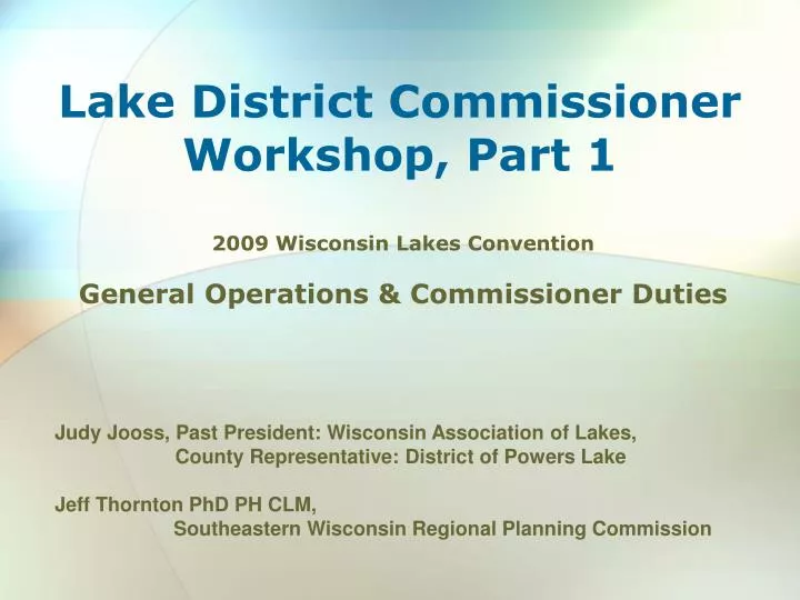 lake district commissioner workshop part 1