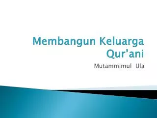 Membangun Keluarga Qur’ani
