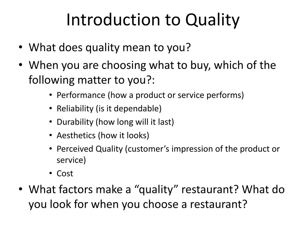 PPT - Introduction to Quality PowerPoint Presentation, free download ...