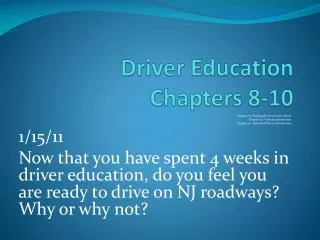 Driver Education Chapters 8-10